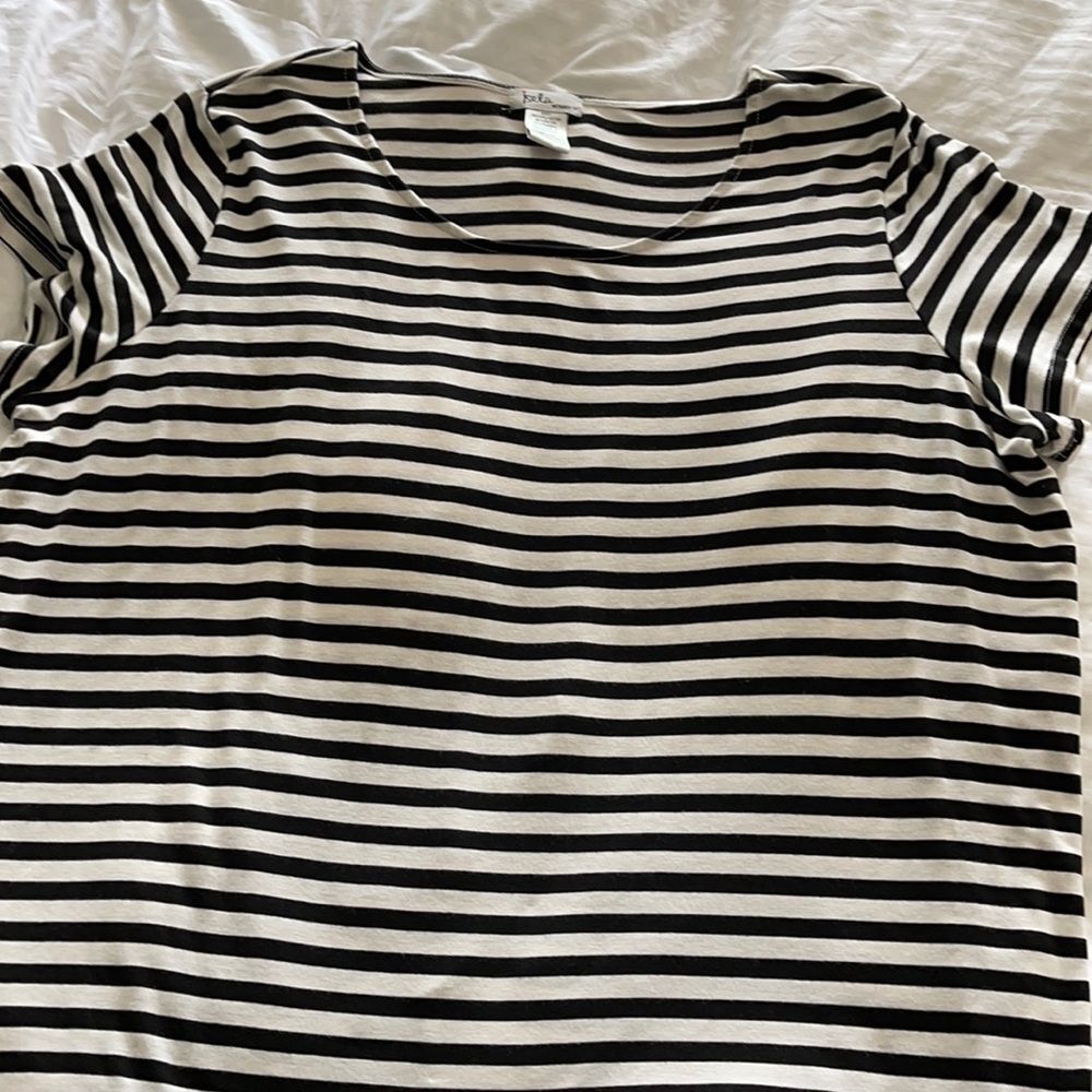 Black & White stripe fringe shirt
